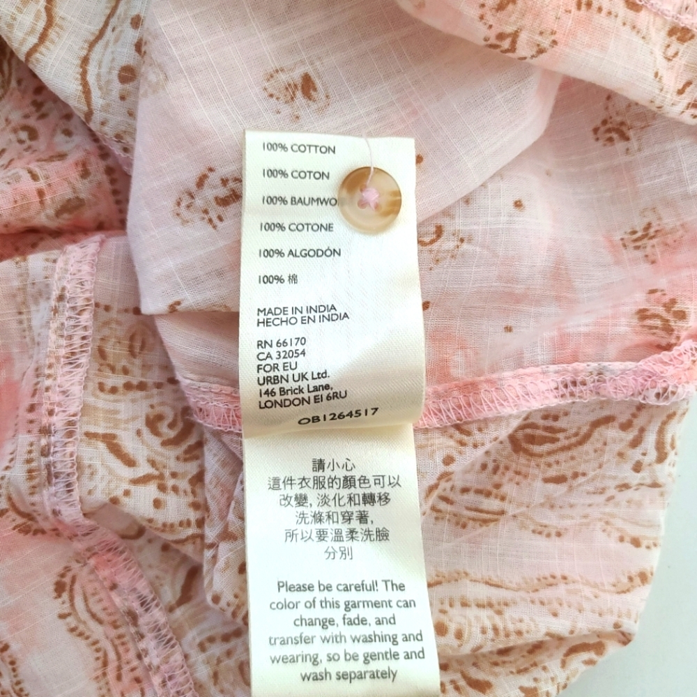 Anthropologie Pilcro Tavi Batik Boho Bandana Print Button Down Blouse Top - Picture 6 of 9